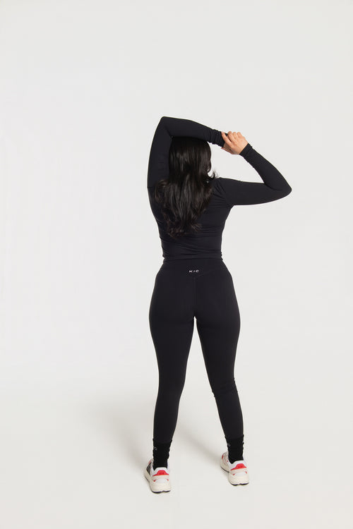 Load image 1 in gallery view. Varsity Straight Leggings - Black