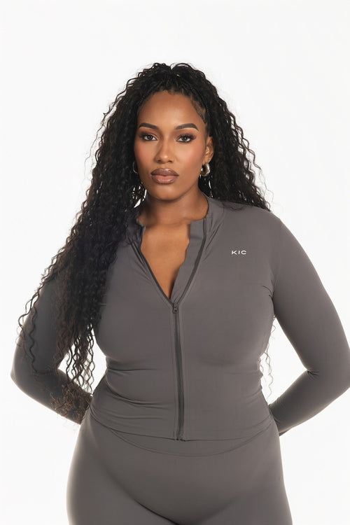 Load image 1 in gallery view. Varsity Zip Jacket - Gray