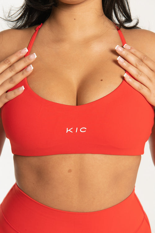 Load image 1 in gallery view. Varsity Bralette - Red