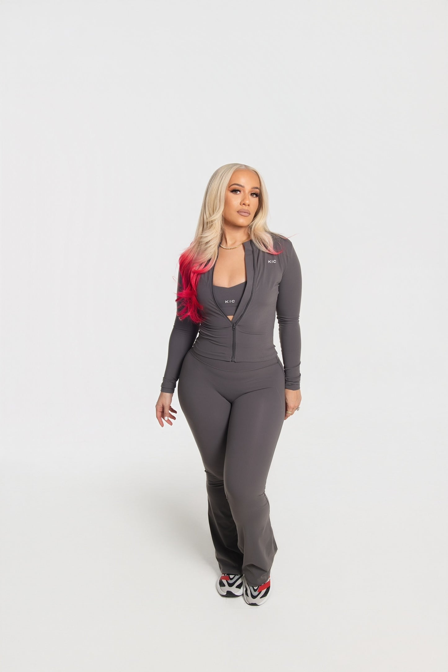 Varsity Flare Leggings - Gray