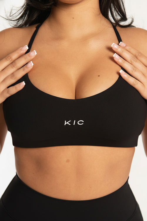 Load image 1 in gallery view. Varsity Bralette - Black