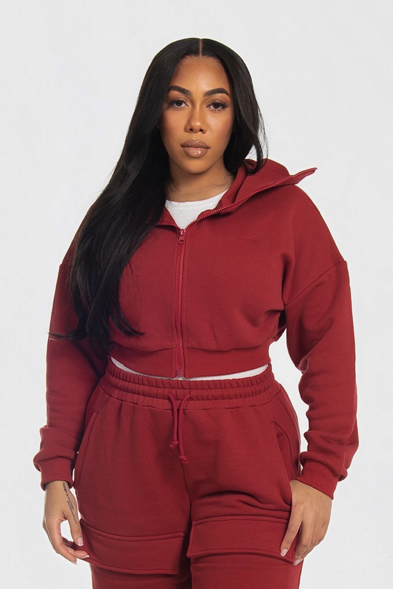 Utility Zip Hoodie - Red