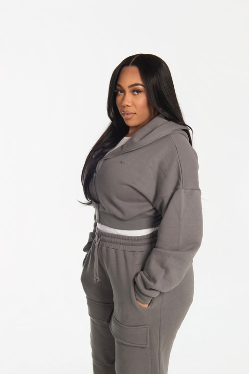 Load image 1 in gallery view. Utility Zip Hoodie -Steel