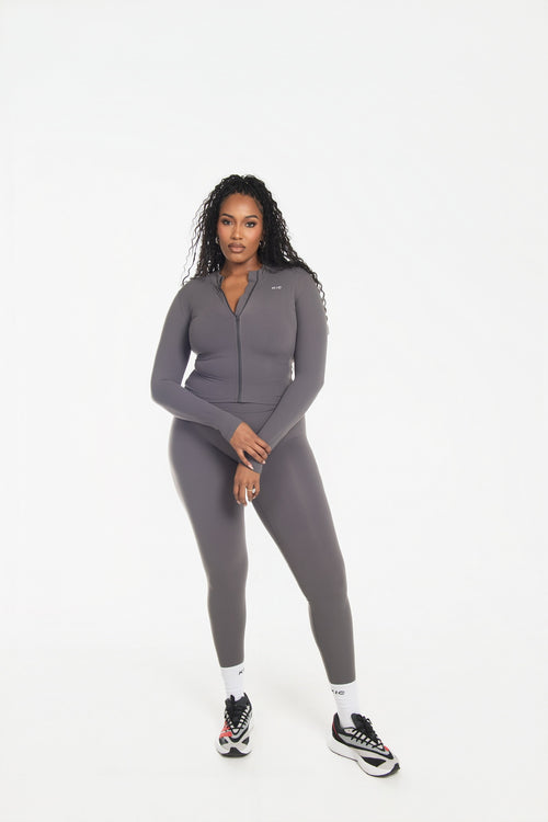 Load image 1 in gallery view. Varsity Zip Jacket - Gray