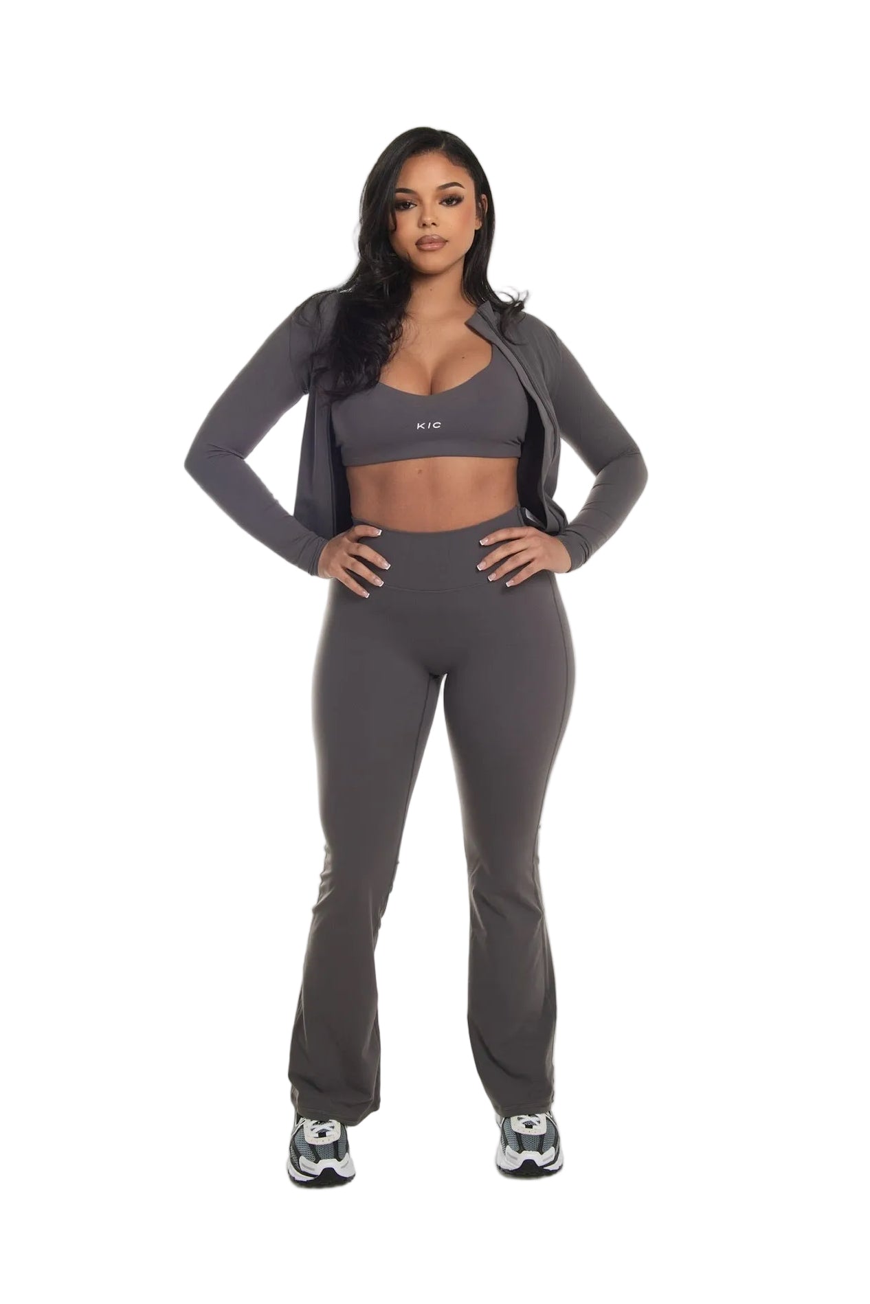 Varsity Flare Leggings - Gray