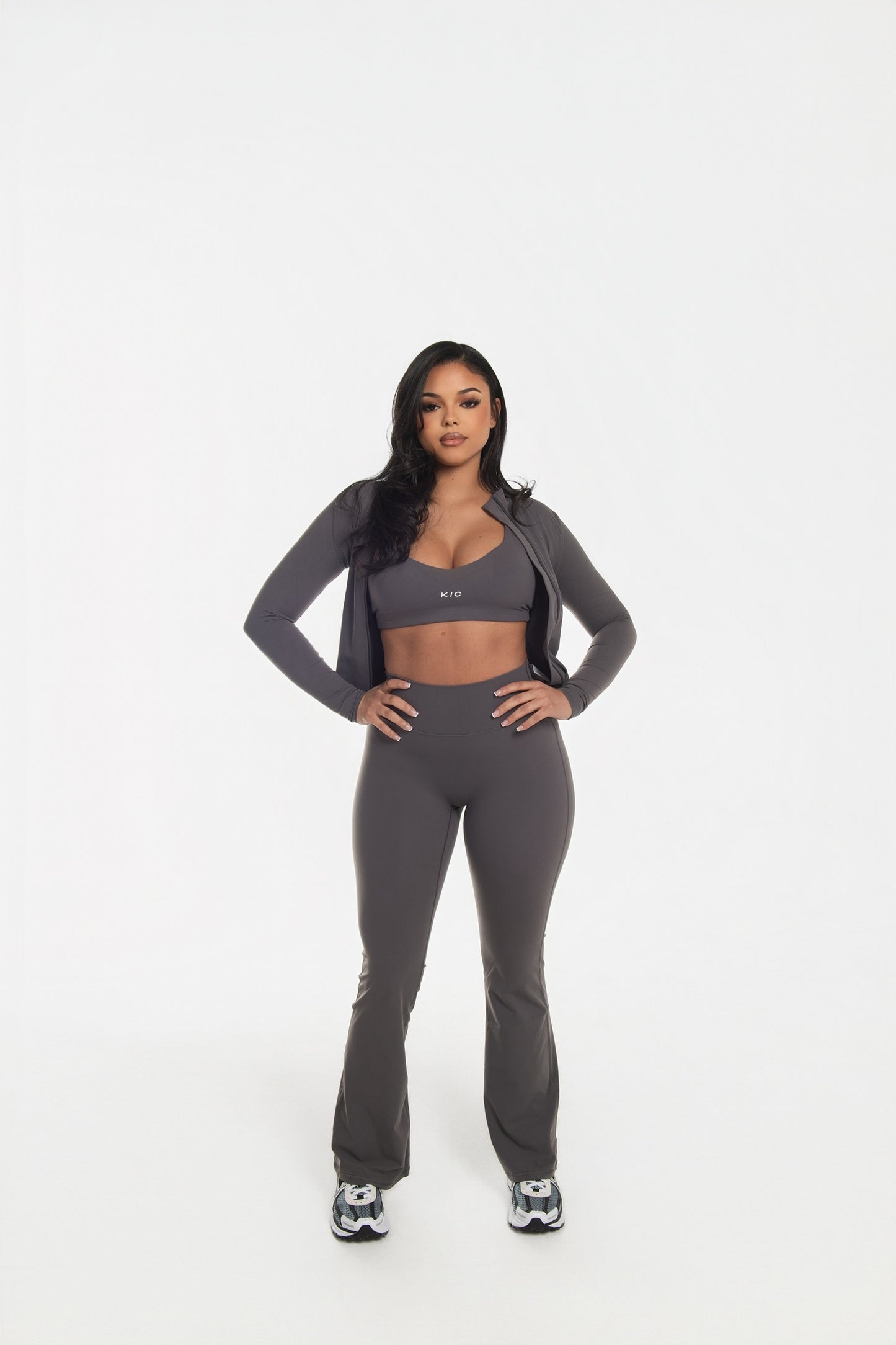 Varsity Flare Leggings - Gray