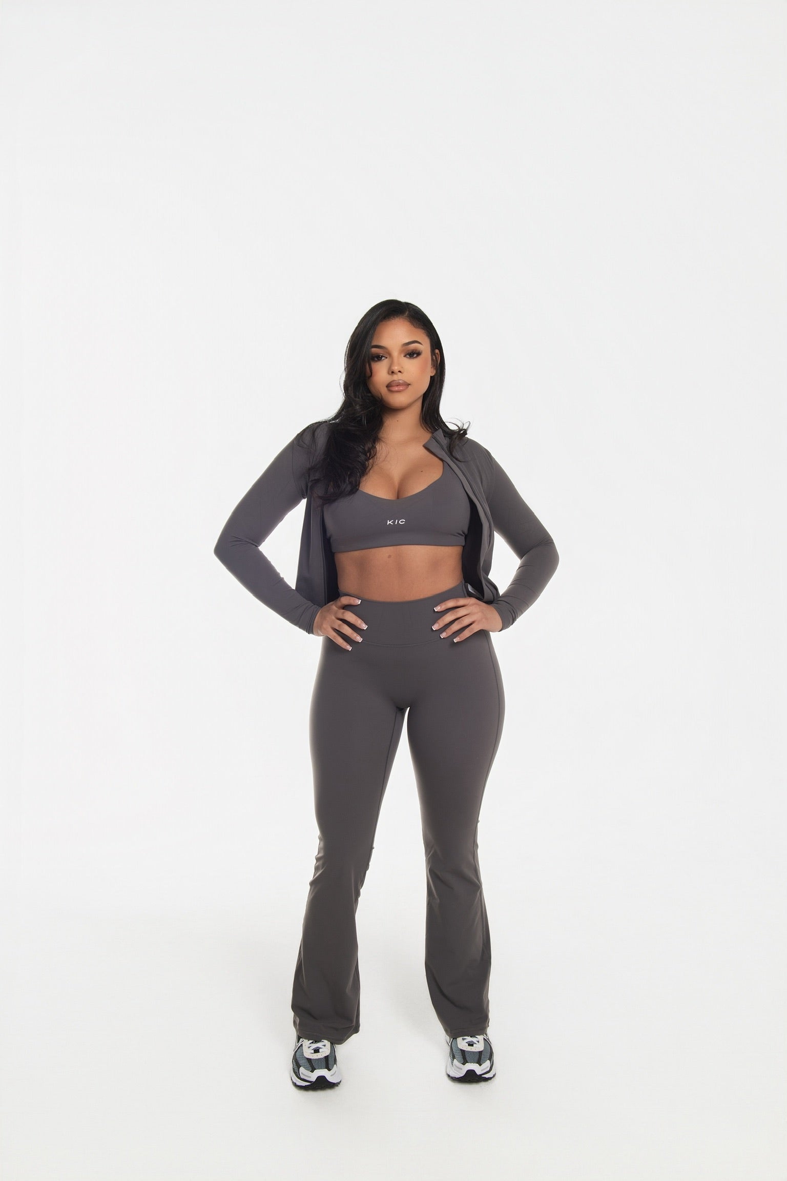 Varsity Flare Leggings - Gray
