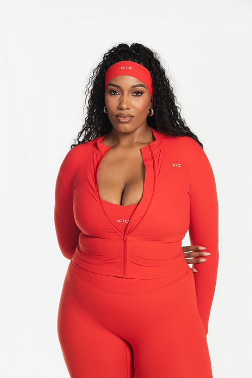 Load image 1 in gallery view. Varsity Zip Jacket - Red