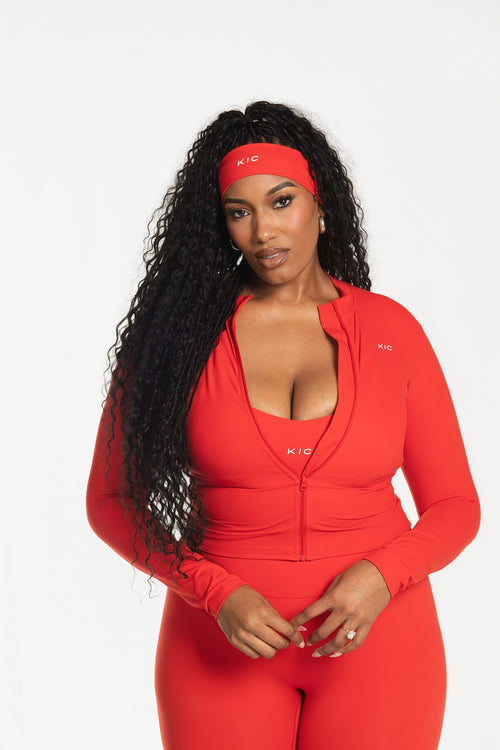 Load image 1 in gallery view. Varsity Zip Jacket - Red