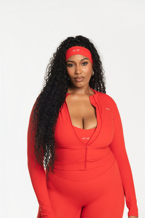 Load image 1 in gallery view. Varsity Zip Jacket - Red