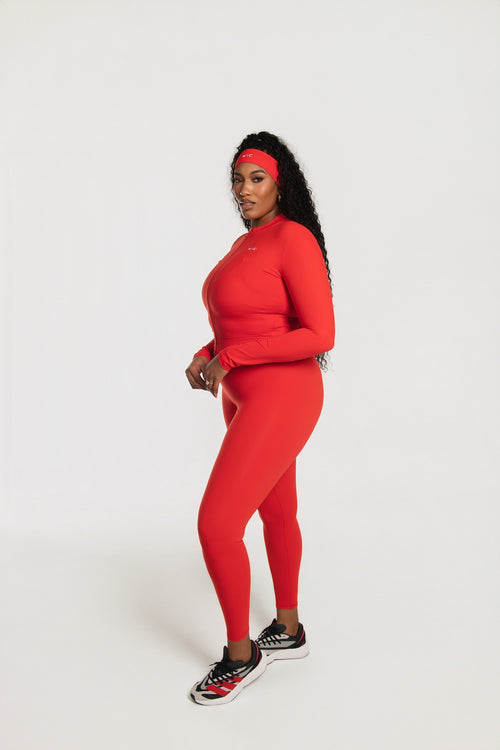 Load image 1 in gallery view. Varsity Straight Leggings - Red