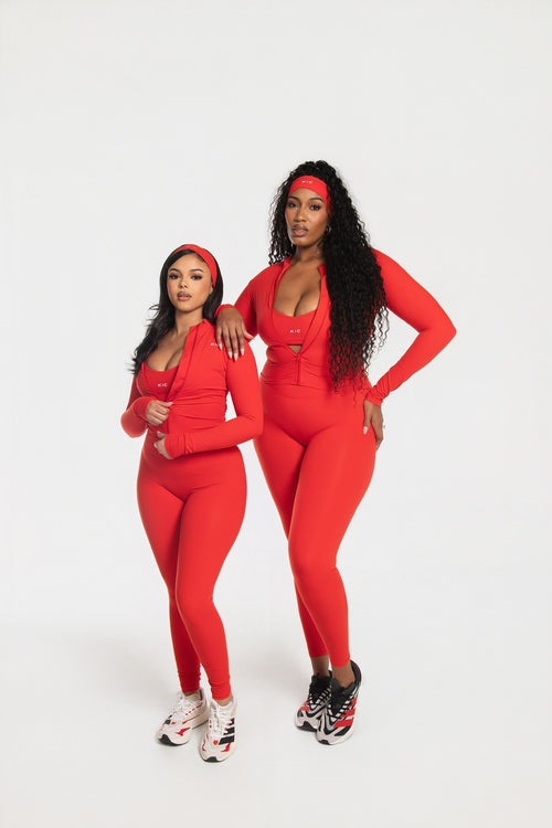 Load image 1 in gallery view. Varsity Straight Leggings - Red