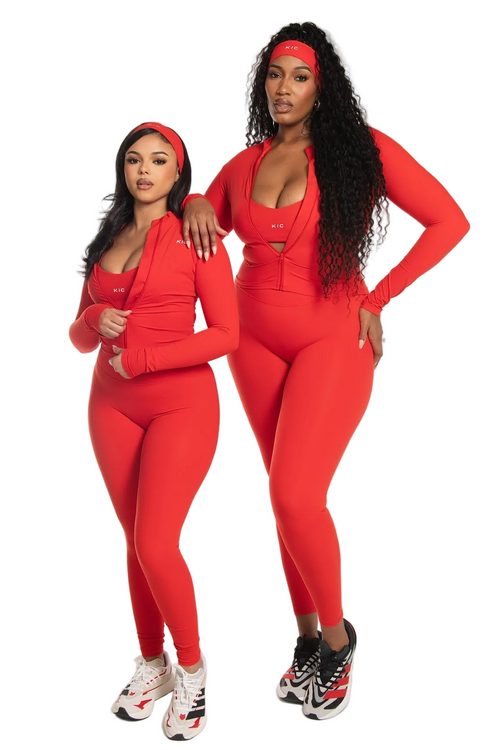 Load image 1 in gallery view. Varsity Straight Leggings - Red