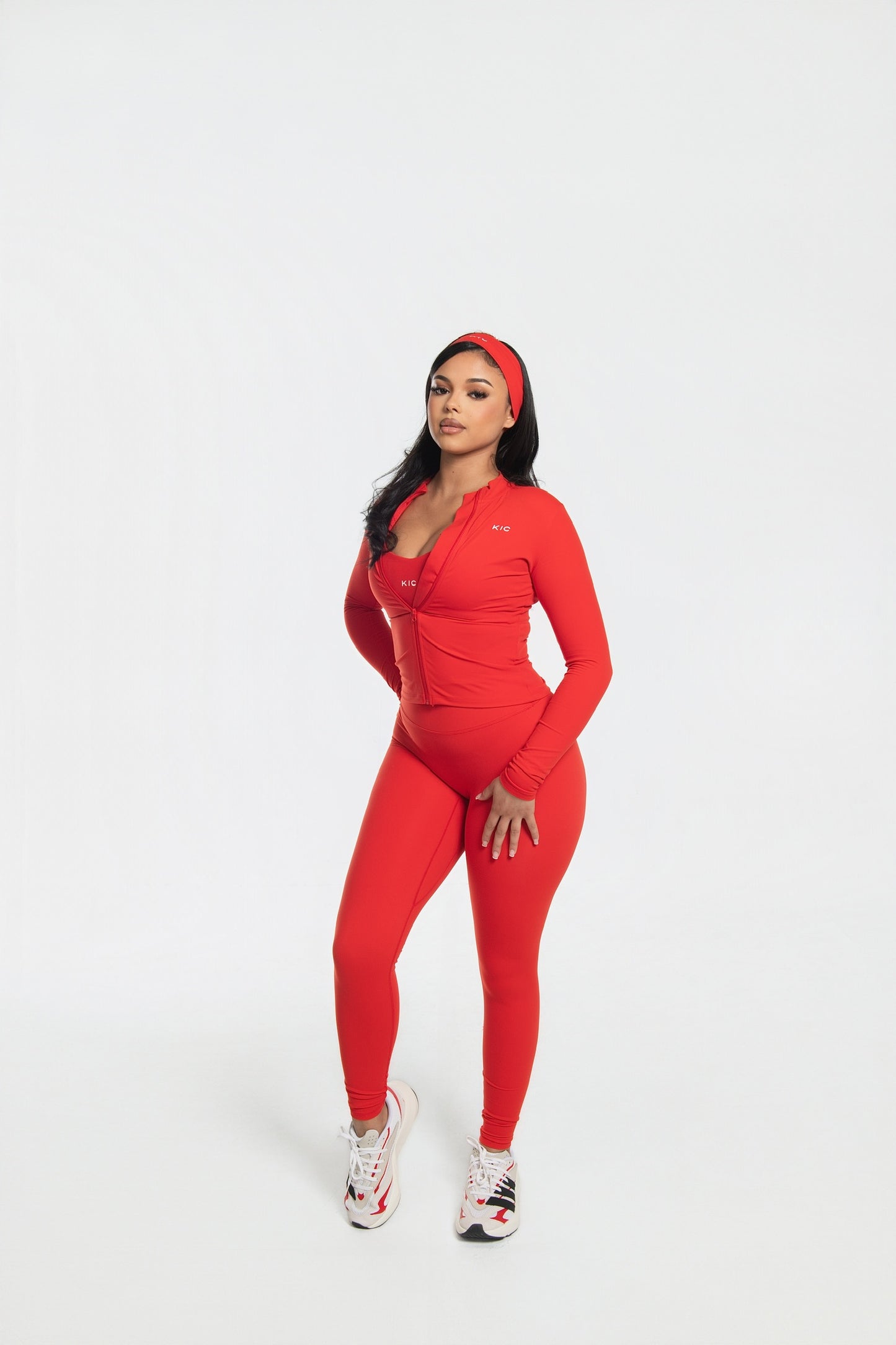 Varsity Straight Leggings - Red