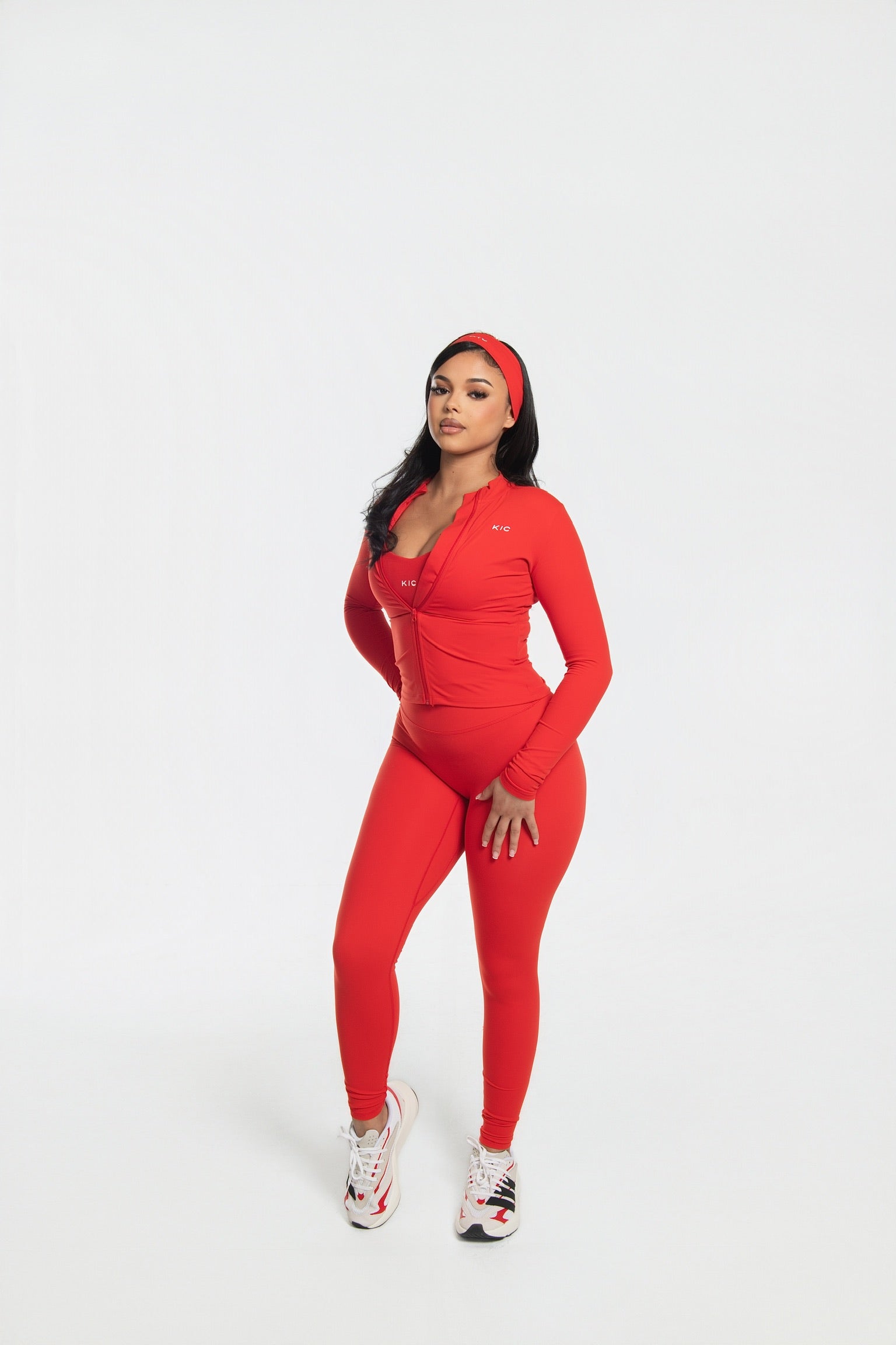 Varsity Straight Leggings - Red