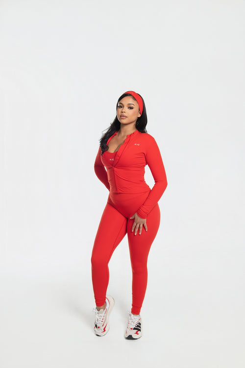 Load image 1 in gallery view. Varsity Straight Leggings - Red