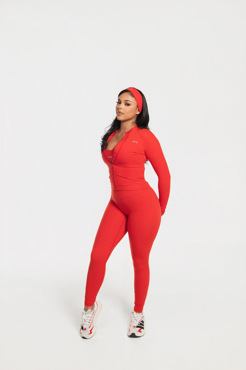 Load image 1 in gallery view. Varsity Straight Leggings - Red