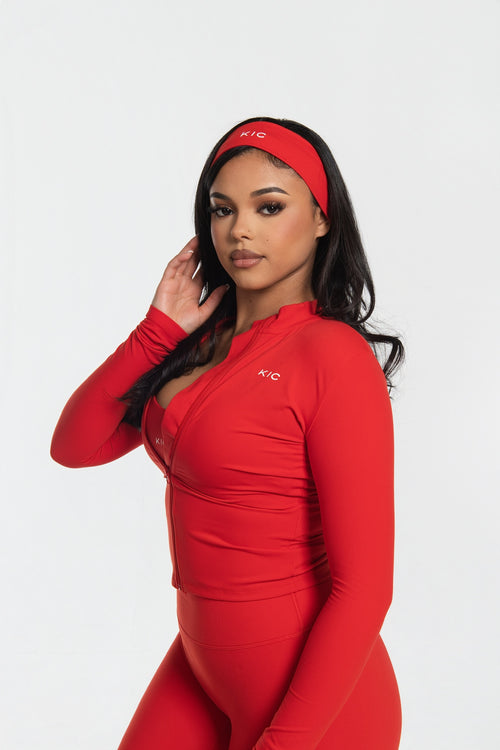 Load image 1 in gallery view. Varsity Zip Jacket - Red