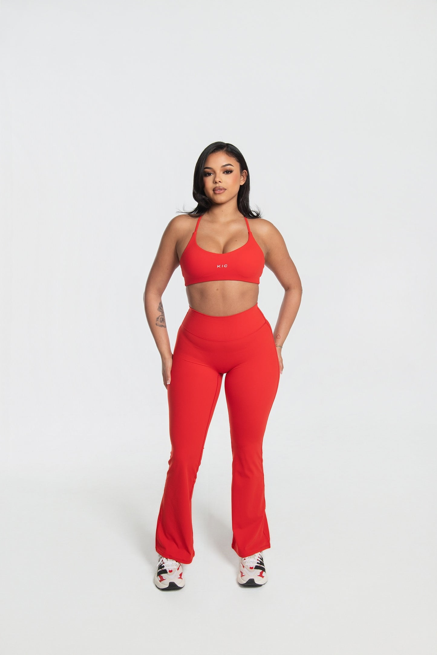 Varsity Flare Leggings - Red