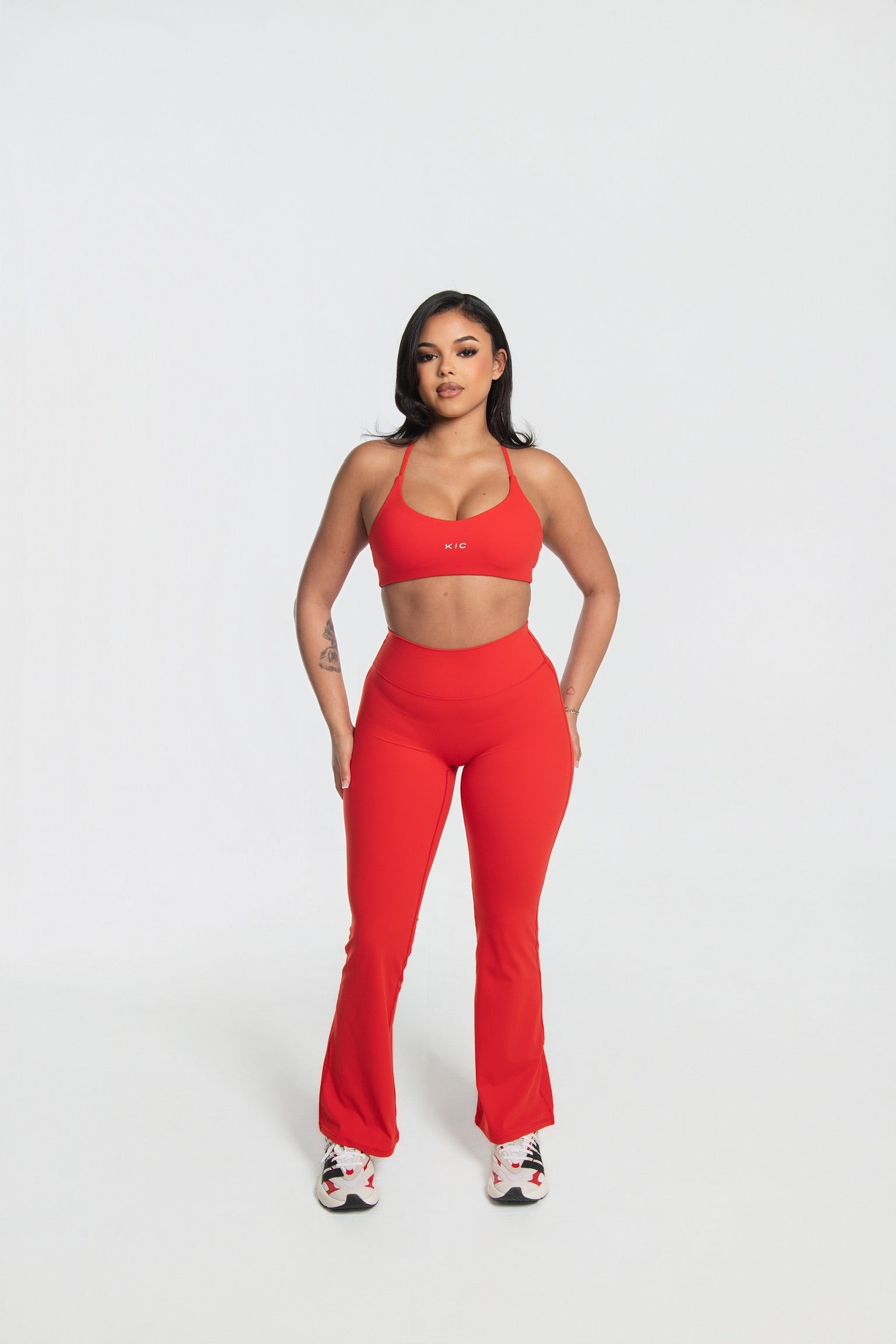 Varsity Flare Leggings - Red