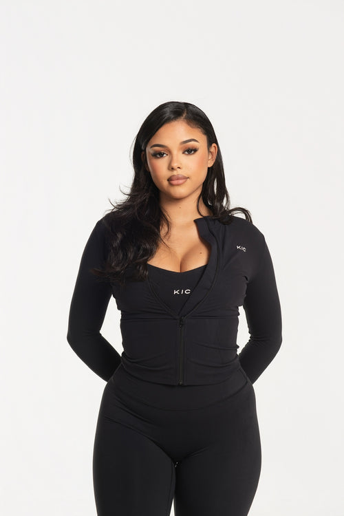 Load image 1 in gallery view. Varsity Zip Jacket - Black