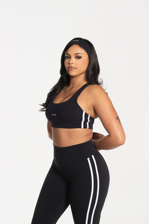 Load image 1 in gallery view. Sideline Striped Sports Bra